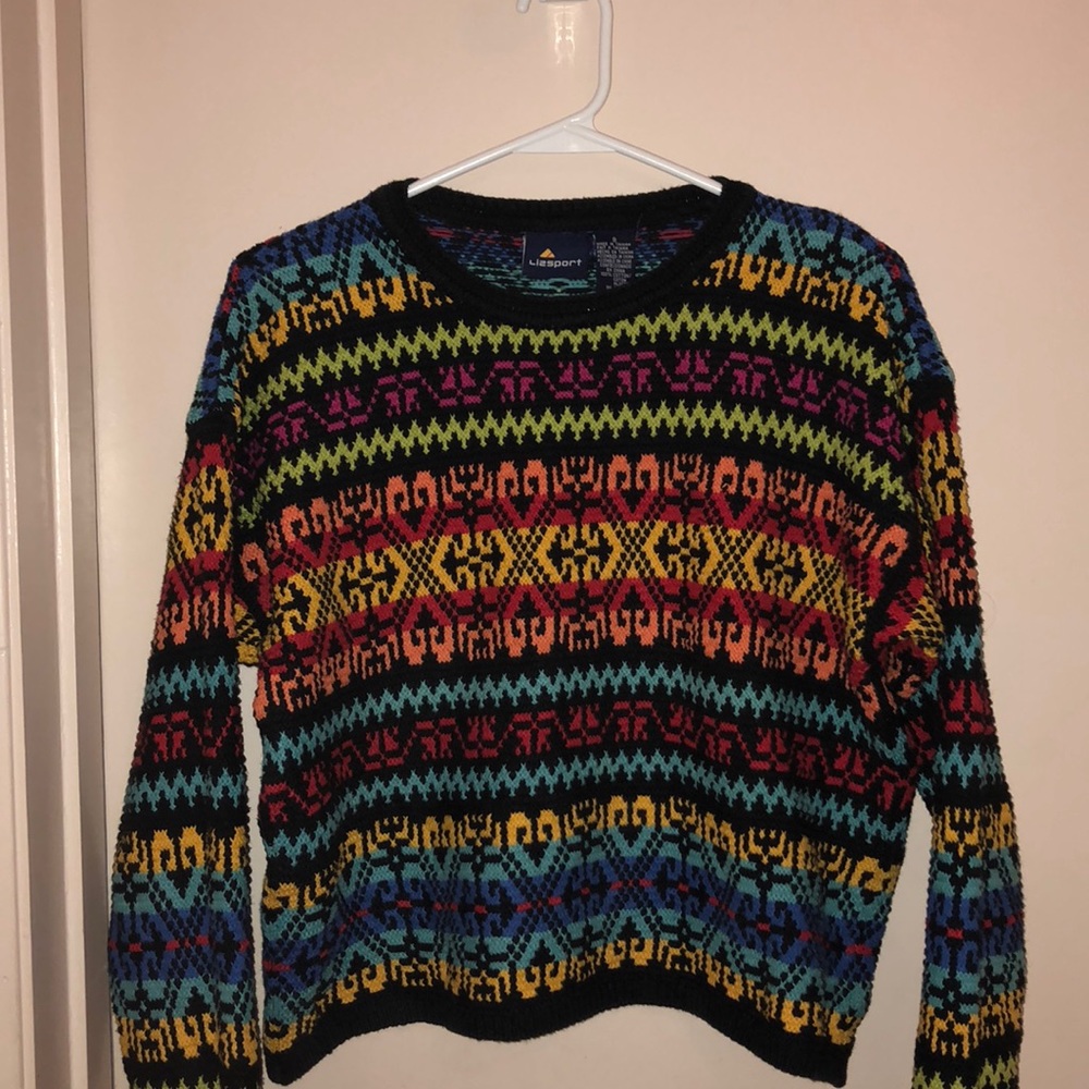 Crop woven multicolor sweater.